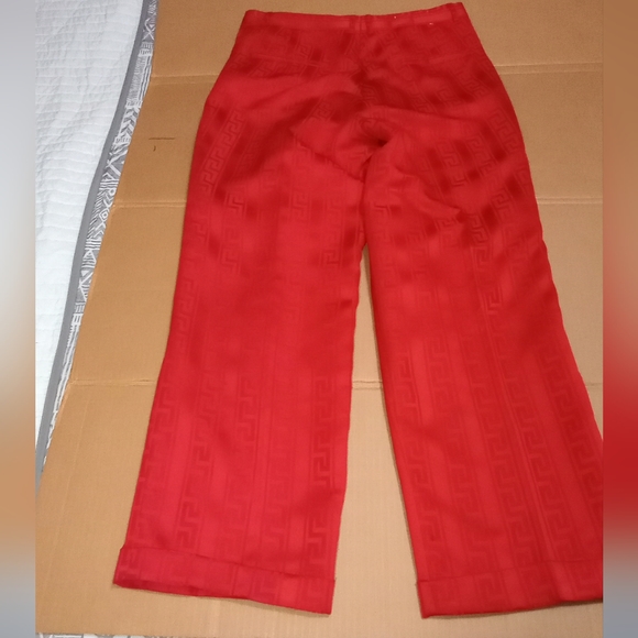 Satin Greek Key Pattern Filly Lined Metallic Red Men's Pants Size 36R - Picture 5 of 11